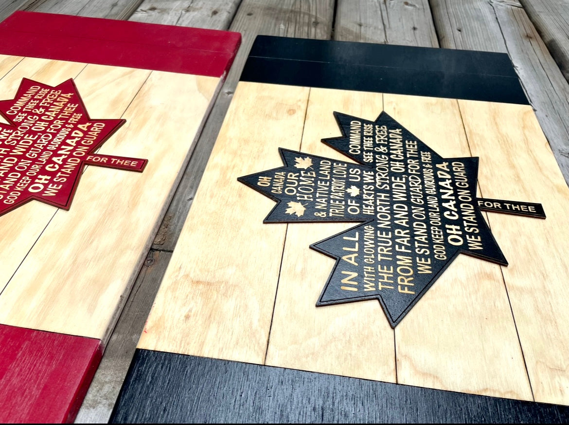 Canada Flag / National Anthem Wood Sign