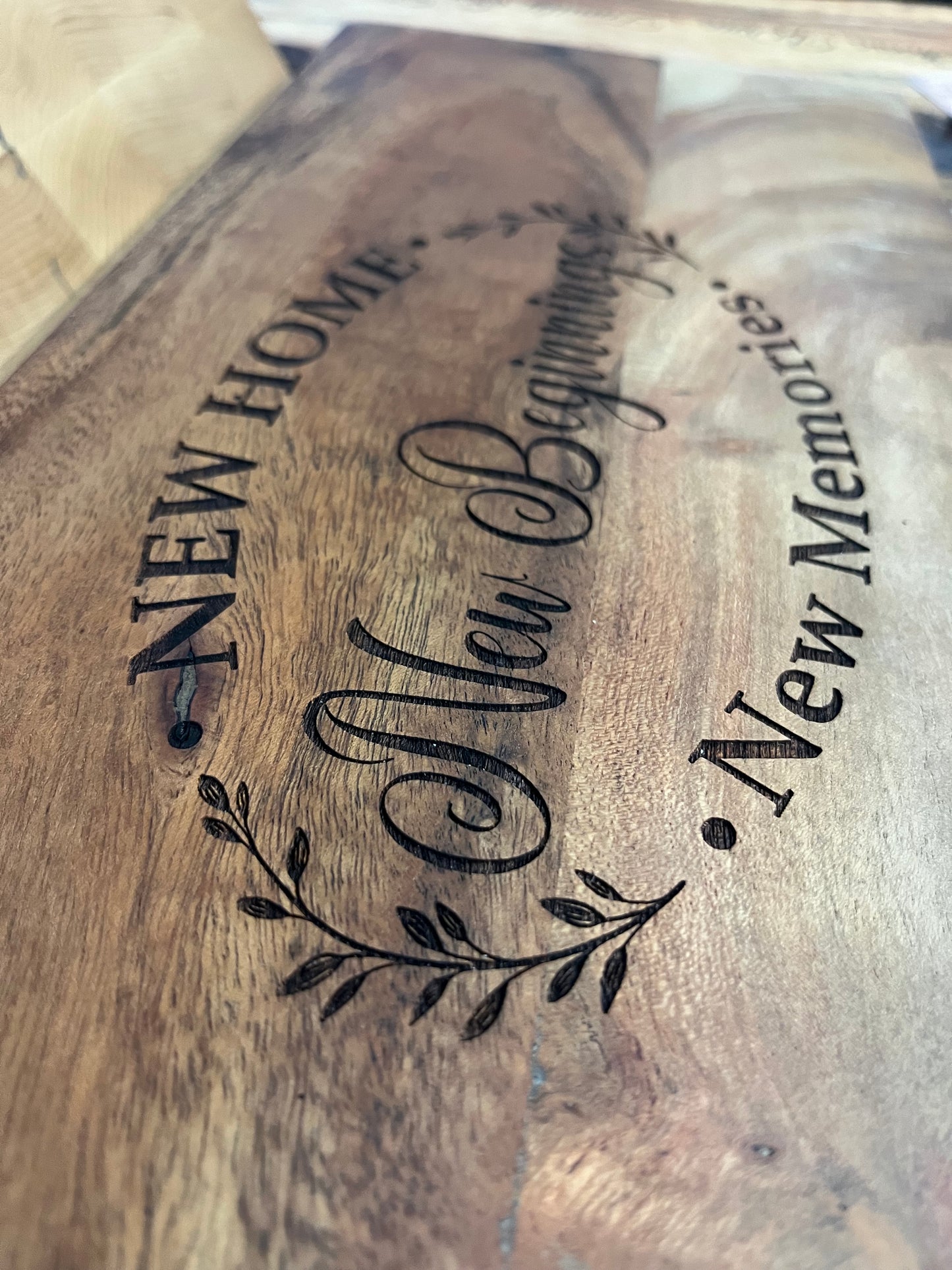 21.5” x 7” Acacia Wood Serving Board w/Feet