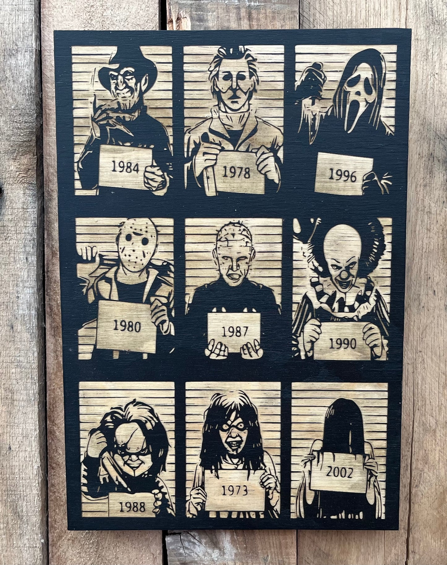 Horror Film Mugshot Sign