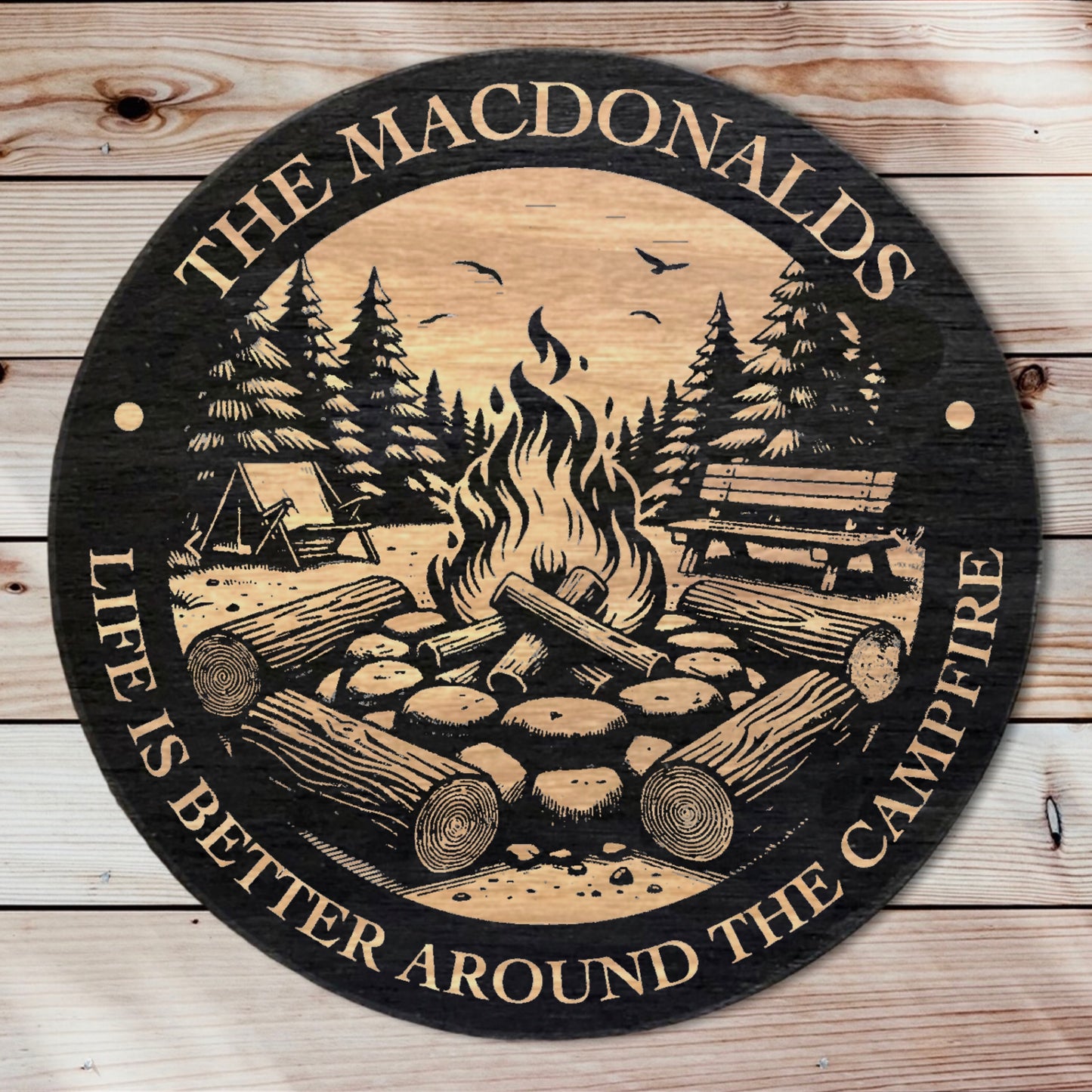 Round Wood Camping / Cottage Signs