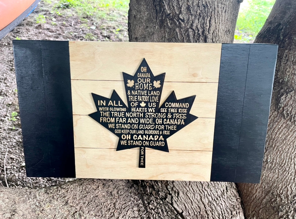 Canada Flag / National Anthem Wood Sign
