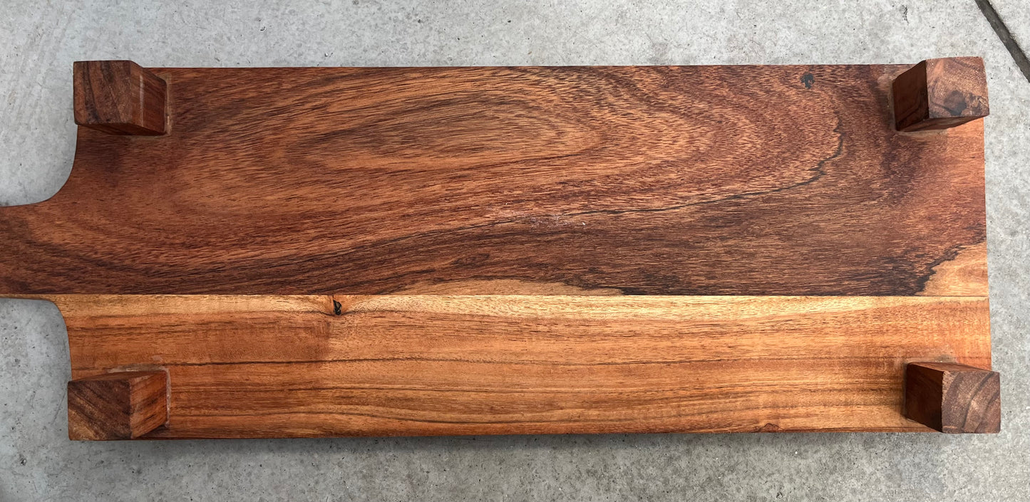 21.5” x 7” Acacia Wood Serving Board w/Feet