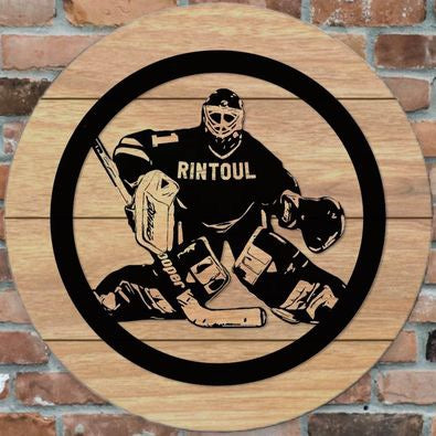 15” Round Custom Hockey Player Plank Design Sign