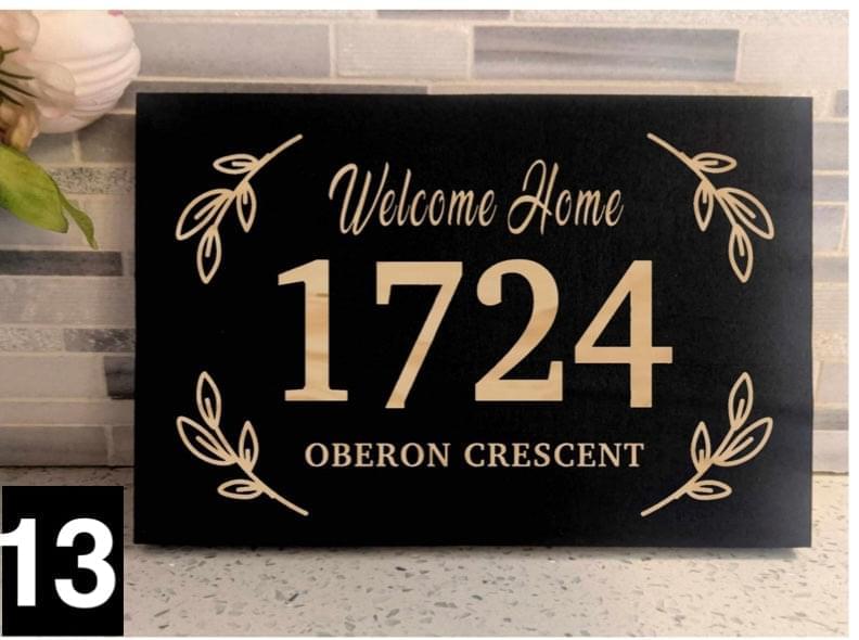 custom engraved house number signs 